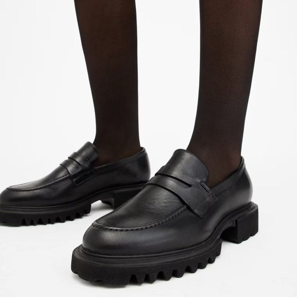 Black Lug Sole Loafers